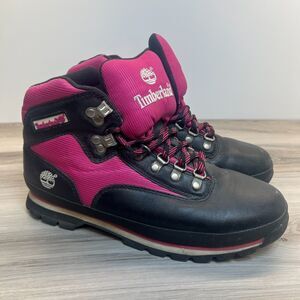 Timberland Euro Hiker Boots Womens Sz 11 M Black Pink Booties